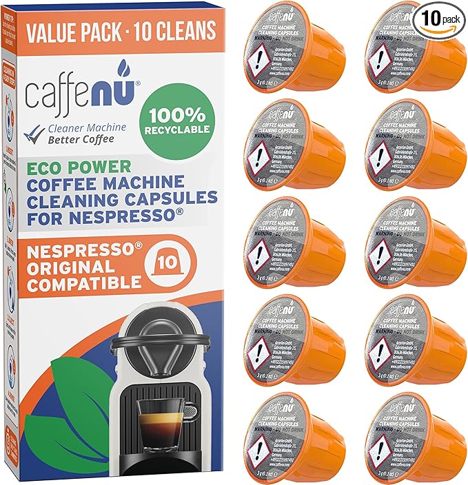 Nespresso Compatible Cleaning Capsules. 10 Originaline Cleaning Pods. Coffee Machine Cleaner For Crisp Coffee. Combines with Nespresso Descaler Kit.
