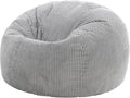 icon Kingston Cord Bean Bag, Grey, Large Adult Bean Bag Chair with Filling Included, Comfy Chair, Living Room Furniture, Bedroom Furniture