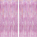 BRAVESHINE Pink Foil Fringe Curtain Backdrop - Valentines Day Decorations Tinsel Metallic Curtain Photo Backdrop for Girls Princess Birthday Hen Wedding Disco Christmas Party Decorations - 2Pcs 1x2.5m