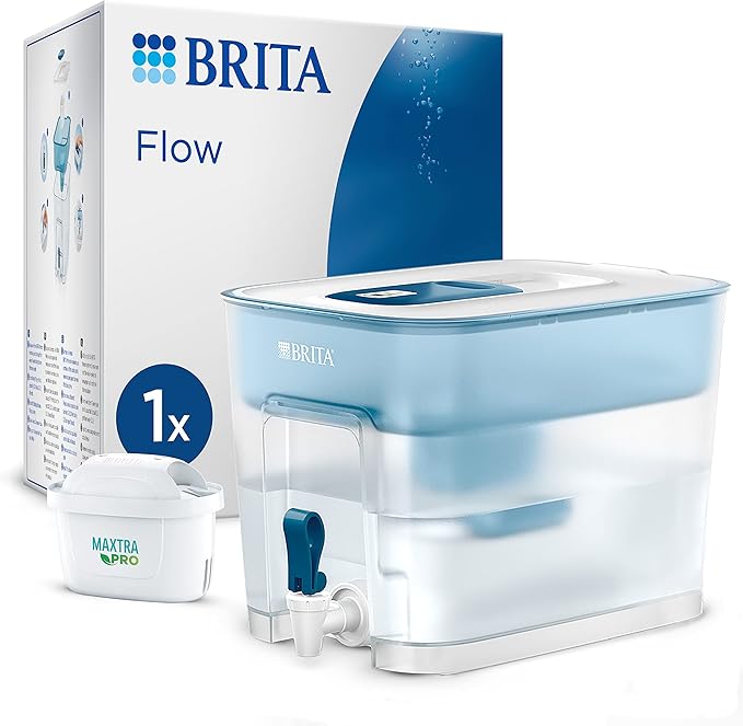 BRITA Flow XXL Water Filter Tank (8.2L) incl. 1x MAXTRA PRO Pure Performance cartridge - fridge-fitting dispenser for families and offices - now in sustainable Smart Box packaging