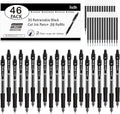 Black Gel Pen Set, 46 Pack (20 Gel Pens with 26 Refills) 0.7mm Retractable Medium Point Black Pens Smooth Writing with Comfortable Grip for Office School