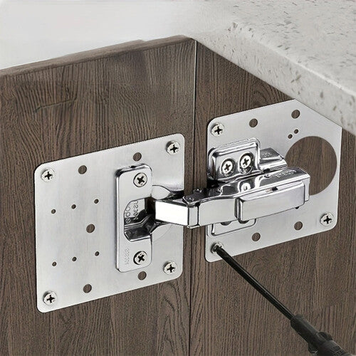 90mm Hinge Repair Plate Set - Rust-Resistant Stainless Steel, 2 Plates + 12 Screws for Cabinets & Cupboards