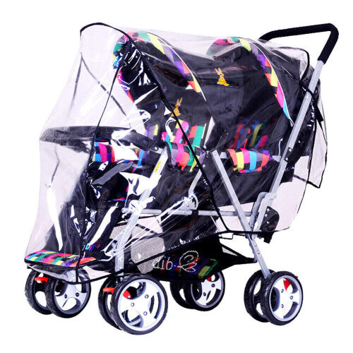 Double Stroller Rain Cover Raincoat Baby Weather Shield Universal