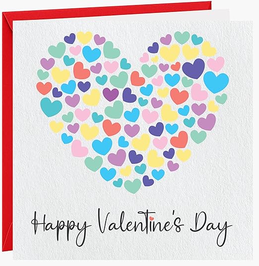 Romantic Valentines Card for Him or Her - Valentine's Day Card for Girlfriend, Boyfriend, Husband or Wife - Valentine's Day Card for Fiance Fiancee - Rainbow Heart's Valentine's Day Card