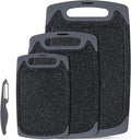 Chopping Board Set, Kitchen Cutting Boards with Non-Slip Feet and Deep Drip Juice Groove, 3PCS BPA Free Plastic Chopping Boards Dishwasher Safe Cutting Board, Black