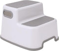 Straame Double Step Stool for Kids, Non-Slip 2 Step Stool for Toddlers with Built-in Handles, Step Stool for Potty Training, Bathroom and Kitchen, Sturdy and Practical Design (White)