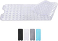 Zuvo -Extra Long Bath Mat (100 X 40cm, Clear) - Shower Mat Non Slip Anti Mould, Machine Washable Rubber Shower Mat with Powerful Suction Cups for Kids and Elderly