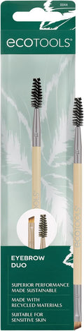 EcoTools Eyebrow Brush Duo, Tame, Sculpt & Fill in Brows, Multipurpose For Eyebrow Gel, Powder, & Cream, Dual-Ended Spoolie & Angled Brow Brush, Eco Friendly, Cruelty-Free, & Vegan, 1 Count