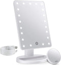 FASCINATE Makeup Vanity Mirror with Lights and Detachable 10X Magnification, 21 Led Lights Adjustable Dimming Touch Sensor, Dual Power Supply, 180° Rotation, Portable Cosmetic Mirror(White)