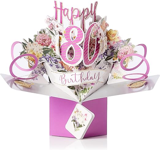 Happy 80th Birthday Pop-Up Greeting Card Original Second Nature 3D Pop Up Cards
