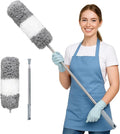 2025 Upgraded Microfiber Feather Duster for Cleaning Extendable 110 Inches Long for High Ceilings Home Furniture Car Telescopic Pole Feather Dusters Telescopic Duster Extendable