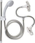 Croydex Secura Shower Head and Hose Attachment for Bath Taps - Multipurpose Stainless Steel Shower Hose, Complete Set with Riser Rail, Easy Push-On Design with Straps for Bathroom, Kitchen, Pet Shower