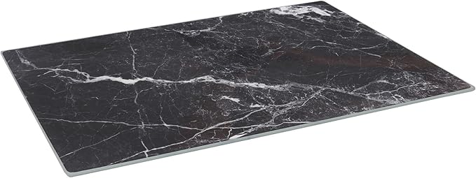 Harbour Housewares Glass Chopping Board - 50x40cm - Black Marble Pattern - Large Dining Place Mats Cutting Mat Worktop Saver for Kitchen Cooking, Baking, Vegetable Preparation