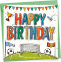 Birthday Card Football Design. 150x150mm supplied with Envelope. Eco-friendly. Message inside. Made in Britain.Football Birthday Card for Boy or Girl, Son, Daughter, Dad, Brother, Husband