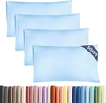 King Size Pillow Cases 4 Pack 50x90cm - Extra Soft Pillowcases, Cooling and Breathable Double Brushed Microfiber, Durable Wrinkle Free, Machine Washable, Hotel Quality Pillow Covers - Light Blue