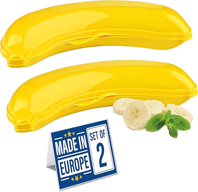 Crystalia Big Banana Case 23cm, 2 Packs, Reusable Premium Quality Protector, 100% BPA-Free Banana Saver Case, Dishwasher Safe, Fruit Keep Fresh Container