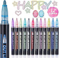 Valentines Gifts for Kids, 12 Glitter Pens Outline Marker Pens, Arts and Crafts for Kids, Gifts for Teenage Girls, Art Supplies Colouring Pens Outline Pens, Gifts for 4-12 Year Old Girls
