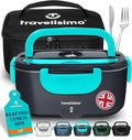 TRAVELISIMO Heated Lunch Box 80W Electric Lunch Box Food Heater 1.5L Self Heating Lunchbox for Travel & Office, 12V/24V/230V Heated Lunch Boxes for Adults Stainless Steel Truck & Car Electric Lunchbox