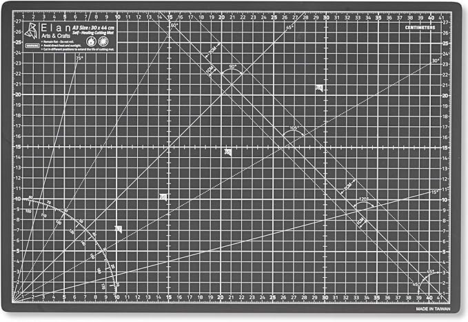 Elan A3 Cutting Mat Black and Taupe, 5-Ply Hobby Board for Crafts 44X30 CM, Self Healing Cutting Mat A3, Recycled PVC Craft Board for Sewing