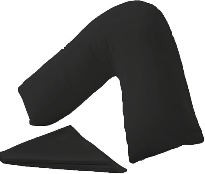 Comfy Nights Orthopedic V Shape Pillow Extra Support For Head, Neck & Back with Free Cover - Black