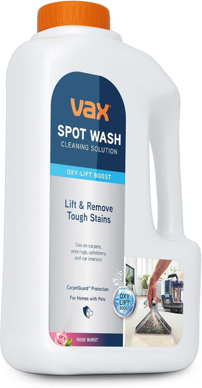 Vax SpotWash Oxy-Lift 1.5L Spot Cleaning Solution, Upholstery Carpet Stain Remover Shampoo, Rose Burst Scent, Breaks Down and Lifts Tough Stains, ‎1-9-143106, White