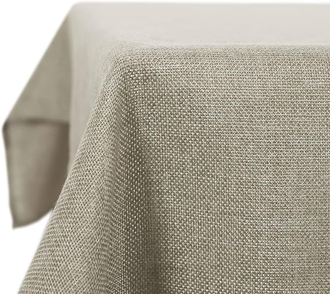 Deconovo Rectangle Tablecloth Faux Linen Water Resistant Table Cloth for Dinning 52x70in(132x178cm) Linen