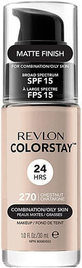 Revlon Colorstay Liquid Foundation Makeup for Combination/Oily Skin SPF 15, Longwear Medium-Full Coverage with Matte Finish, Chestnut (270), 30 ml 270 Chestnut