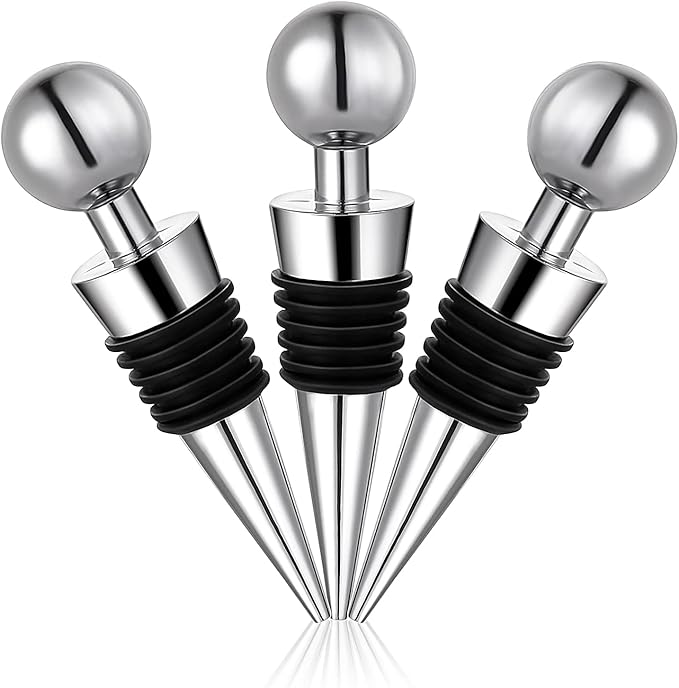 Wine Bottle Stoppers, 3Pcs Reusable Bottle Saver Sealer Wine Corks for Wine Champagne Prosecco Beer Spirits Collection