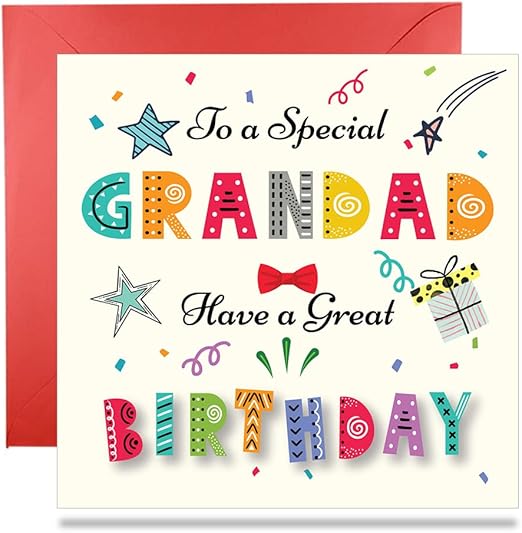 Papa Prints Granddad Birthday Card Happy Birthday Card Granddad (145 x 150 mm) Grandad Birthday Cards for Grandad Happy Birthday Grandad Card with Envelope