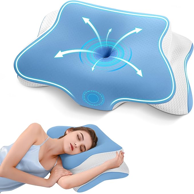 A-Pce APCE Cervical Memory Foam Pillow, Orthopedic Ergonomic Pillow for Neck and Shoulder Pain, Sky blue