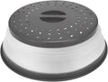 Collapsible Microwave Cover for Food Microwave Splatter Cover with Grip Handle 10.5-inch Grey