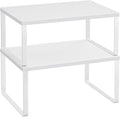 SONGMICS Spice Racks, Set of 2 Cupboard Organisers, Kitchen Storage, Stackable, Expandable, Metal Counter Shelves, White KCS01WT