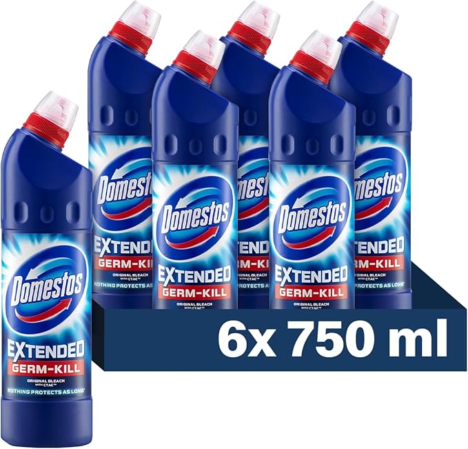 FabFinds Domestos Original Bleach Kills 99.9% Bacteria and Virus 750mlX6 | FabFinds Disposable Gloves