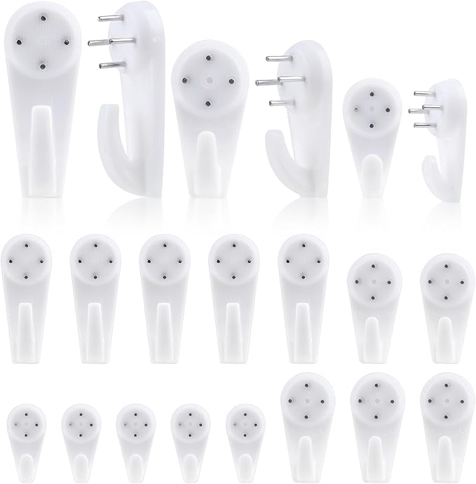 Non-Trace Picture Hooks for Hard Walls, 70 Pcs Pictures Hanging Kit, Assorted Sizes Hanging Hook for Fixing Picture Frames on Lime,Plasterboard, Drywall, Latex Wall