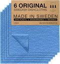 SUPERSCANDI 6 Pack Reusable Cleaning Cloths - 100% Biodegradable & Compostable | Washable Swedish Dishcloth - Food-Safe & Plastic-Free | Kitchen Cloth Suitable for Any Surface, Blue