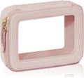 Prite Clear Makeup Bag with Gift Box Waterproof Cosmetic Case Travel Toiletry Bag Car Essentials with Double Zippers (Pearl Pink)