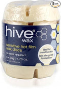 Hive Of Beauty Sensitive Hot Film Brazilian Depilatory Wax Discs – Low Temperature Stripless Hard Wax for Sensitive Skin – Ideal for Brazilian, Bikini & Facial Hair Removal – 5 x 50g