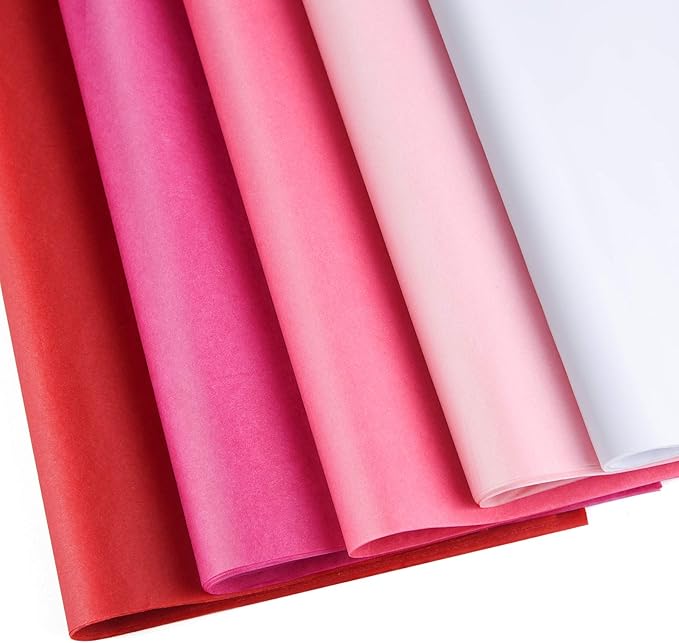 CHRORINE 50 Sheets Valentine's Day Tissue Paper Multicolor Wrapping Paper for Valentine's Day, Wedding DIY and Craft