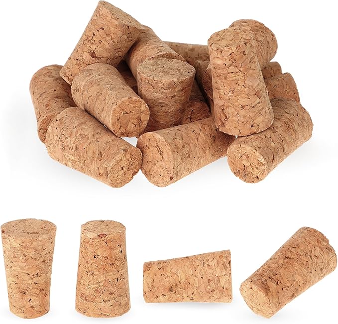 16 Pack Wood Corks - Tapered Blank Natural Corks for Wine, Beer, Liquor Bottles - Leakproof Wooden Wine Bottle Stopper Replacement, 22x35x17mm