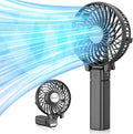 VersionTech Hand Held Fan,Portable Handheld USB Rechargeable Fans with 3 Speeds,Battery Operated Electric Powered Mini Foldable Desk Desktop Fans for Home Office Ceiling Travel Black