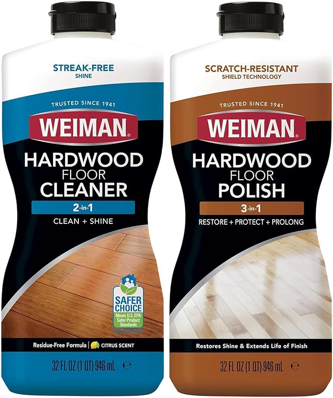 Weiman Hardwood Floor Cleaner and Polish - Restorer Combo - Wood Floor Cleaner - 2 Pack