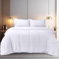 Utopia Bedding Seersucker Duvet Cover Set - Duvet Cover Double with Pillowcases - Soft Microfibre Polyester Seersucker Bedding (White)