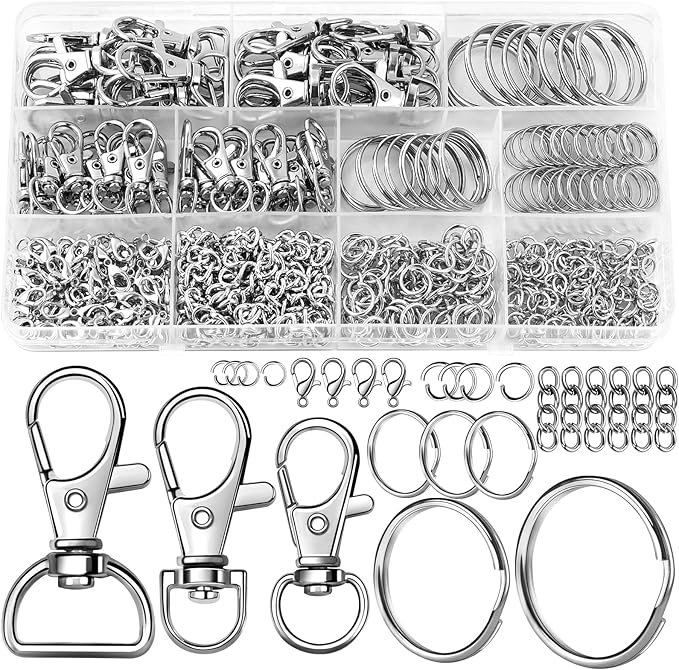 275pcs Keyring Clip with Key Rings, Metal Lanyard Keychain Clip Hooks Swivel Lobster Clasp Keyring with Split Key Ring Hoop for Keys Bags Jewellery Making Hanging Crafts