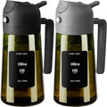 2PCS Olive Oil Dispenser and Sprayer – 16oz/470ml Glass Light-Proof Pour Bottle, Kitchen Gadgets Accessories for Air Fryer, Cooking, Salad, and BBQ
