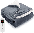 Heated Blanket Electric Throw 160x130CM, 10 Levels &1-9H Timer Auto-Off, Machine Washable, Soft Flannel Sherpa Full Body Warming, Sofa Bed Office Use, Heating Blanket -