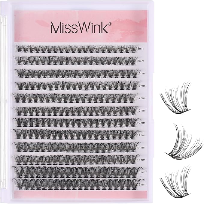 240 PCS Individual Lashes, 40D Cluster Lashes, D Curl Cluster Eyelash Extensions, 8-16mm Mixed Length Cluster Lashes Natural False Eyelashes DIY Eyelashes Extensions