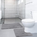 Non-Slip Bath Mat Set of 2, Luxury Thick Microfiber Shaggy Bathroom Rugs, 50 X 80 CM Soft Plush Shower Mat & 50 X 50 Toilet Pedestal Carpet, Machine Washable, Absorbent, Grey