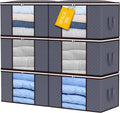 90L Storage Bags, 6Pack Large Capacity Clothes Storage Bags with Zips, Foldable Storage Bags with Reinforced Handle Breathable Thick Fabric for Comforters, Blankets, Bedding