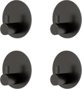 JS Adhesive Hooks Black Towel Holder Self Adhesive Extra Sticky Hook Round Stainless Steel Hanging Stick on No-Nail Hook for Back of Door for Bathrooms Shower Kitchen