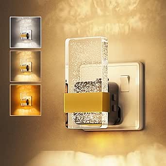 LOHAS-LED Night Light Plug in Wall,3CCT Dimmable (Amber/Warm/Cool),Plug in Night Light with Dust to Dawn Sensor,LED Nightlight Plug into for Hallway, Bedroom,Kidsroom,0-100LM 1 Pack[Energy Class F]
